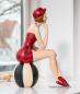 Preview: Verträumte 50er Jahre XXL Badepuppe mit Ball in rotem Badeanzug (Größe 38 cm)